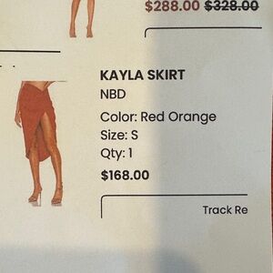 NWT NBD Kayla Skirt - Red Orange